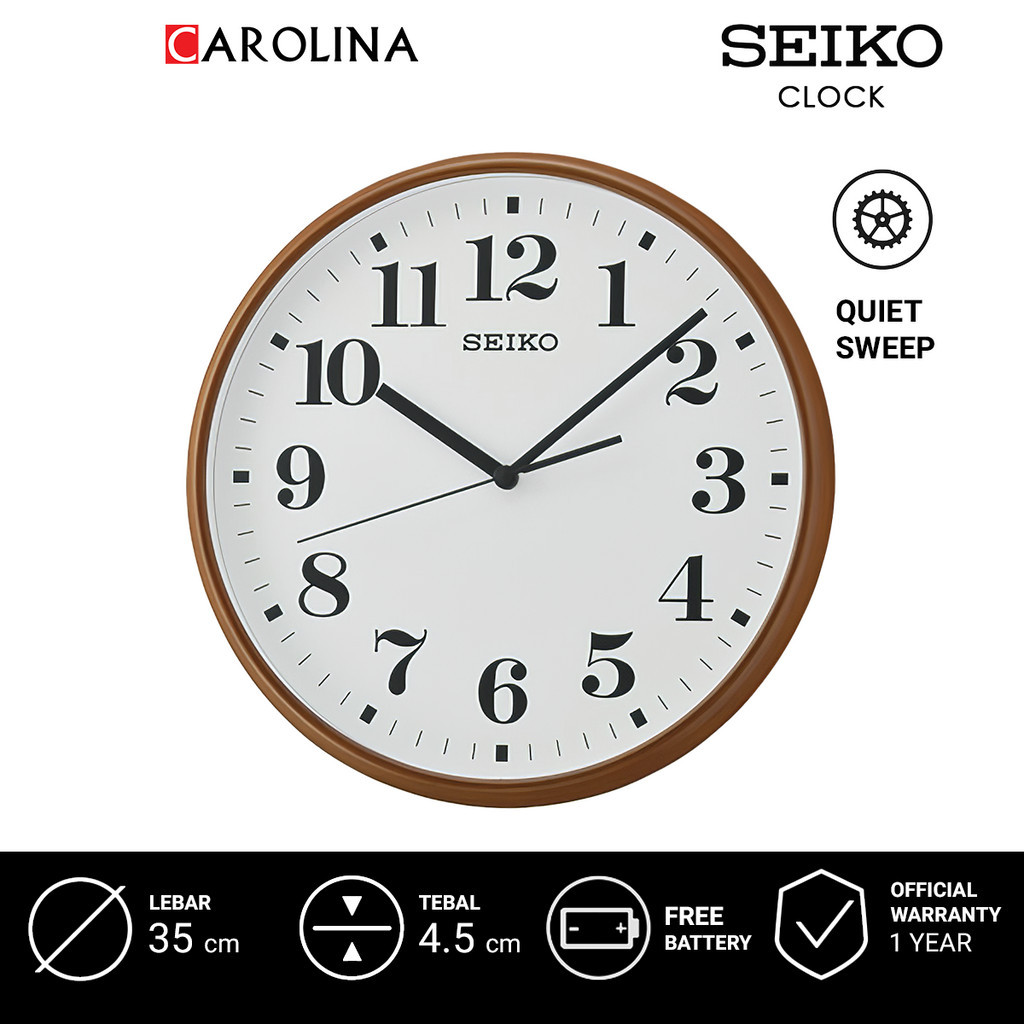 掛鐘 QXA697B SEIKO QXA697B Quite Sweep 模擬棕色白色錶盤掛鐘
