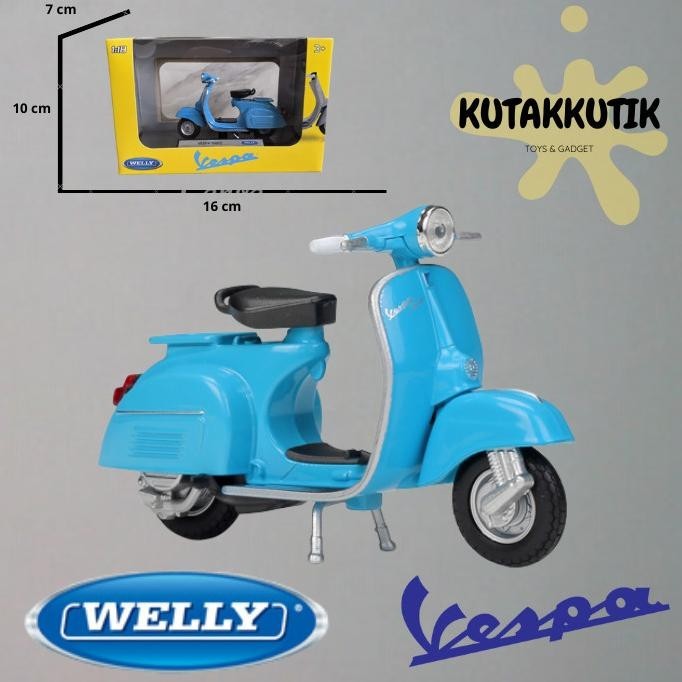 Welly Vespa 150cc 藍色壓鑄經典摩托車玩具 1:18 比例