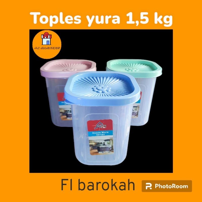 Yura Jar 1.5kg/帶彩蓋透明罐/蛋糕罐/零食罐/食品罐