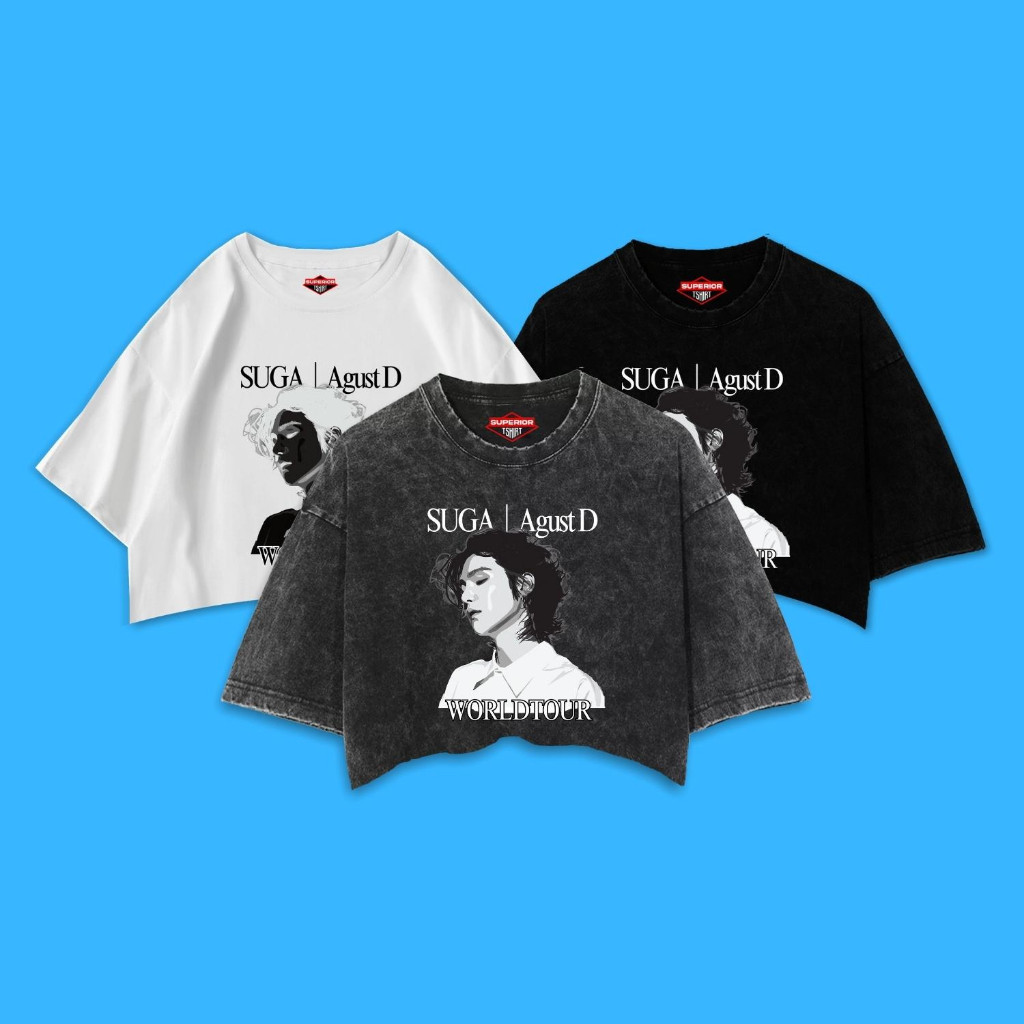 CROP TEE SUGA 水洗 T 恤加大碼修身短款上衣 SUGA AGUST D SUGA-1