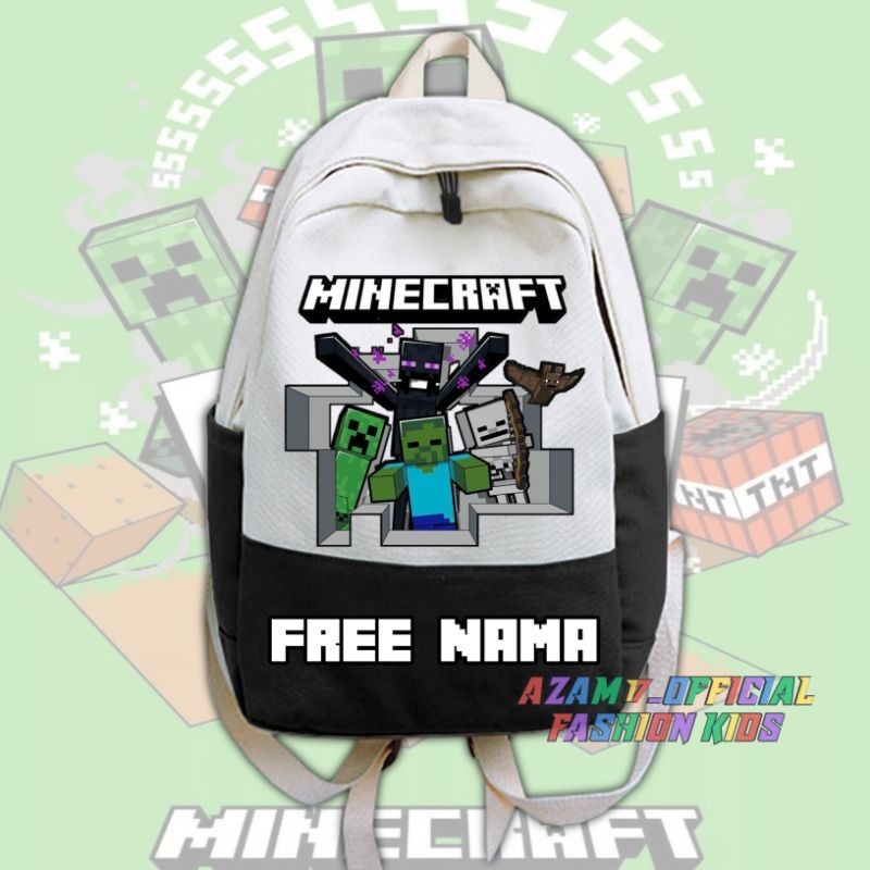 最新 MINECRAFT GAME 兒童背包免費姓名學校口袋幼兒園小學 MINECRAFT CREEPERS