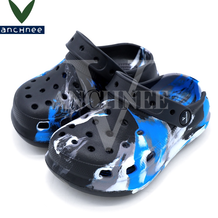 Vanchnee兒童厚底涼鞋迷彩軟底增高運動舒適防滑百姆坡跟涼鞋男童crocs款