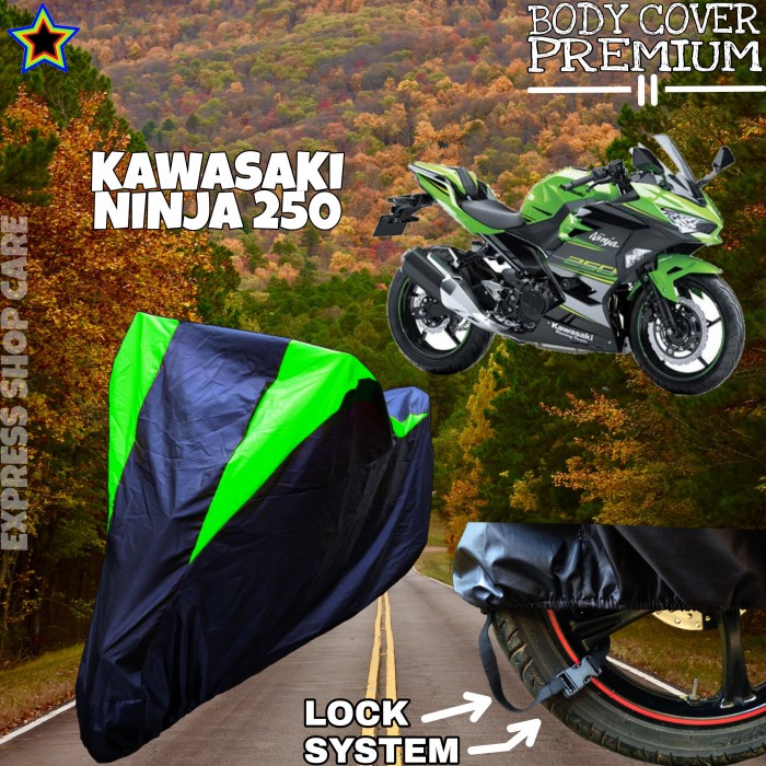 Hijau HITAM KAWASAKI NINJA 250 摩托車罩黑色綠色原裝川崎防水罩