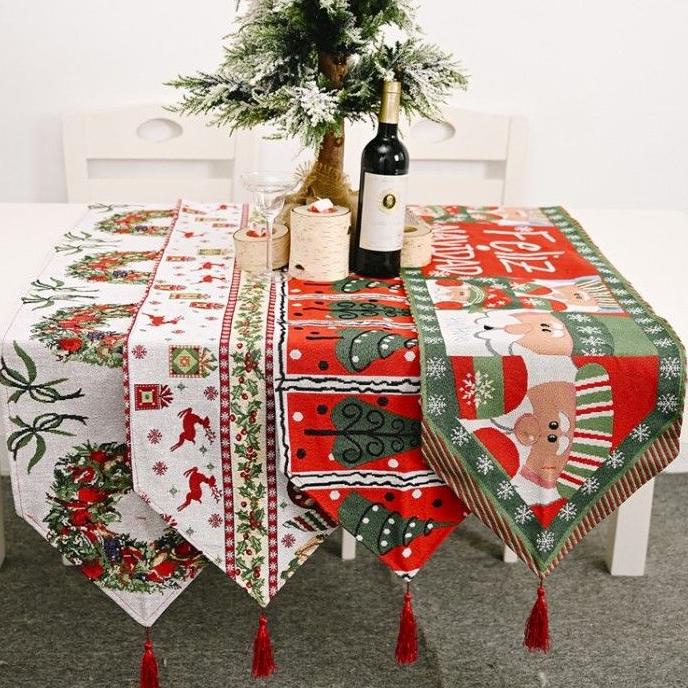 Tbrx 桌旗聖誕墊餐墊聖誕晚宴桌布