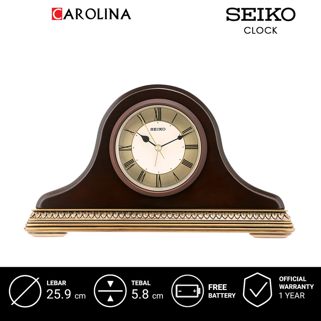 鬧鐘 QXE017B SEIKO QXE017B 模擬鬧鐘棕色木製樹脂錶殼白金錶盤台鐘