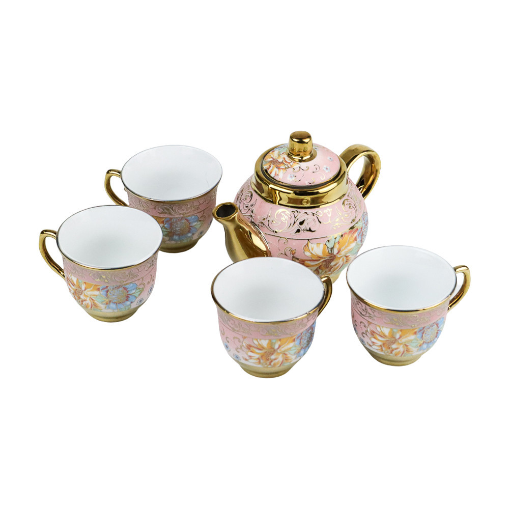 Sunfili 陶瓷茶壺杯套裝 4 杯 1 壺歐式 B140