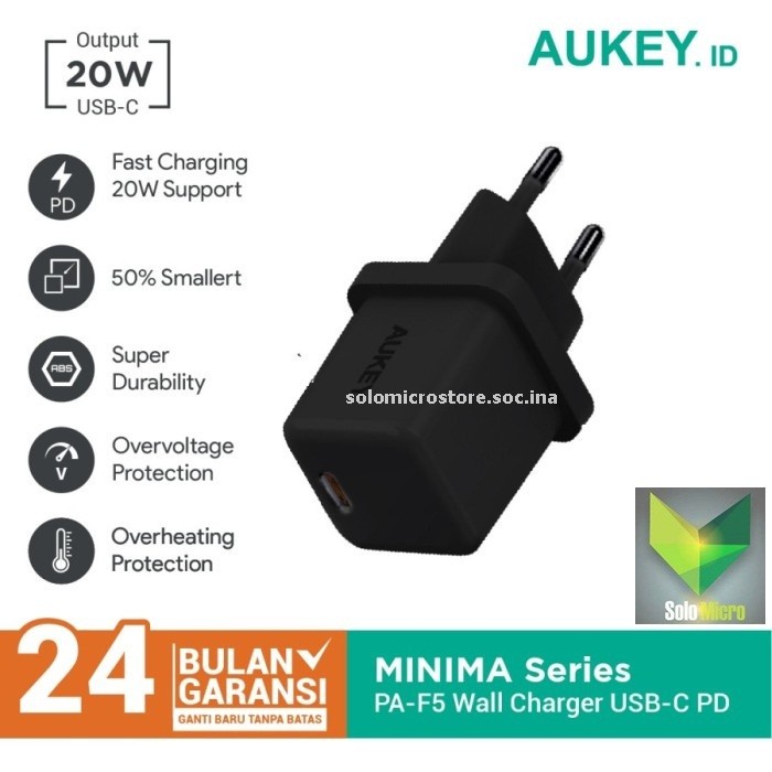 Hitam 充電器 Cas Aukey PA-F5 20W Minima USB-C PD 黑色