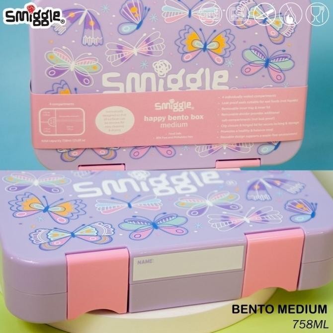 現在 Smiggle 午餐盒快樂中號便當盒/優質 Smiggle 快樂午餐盒