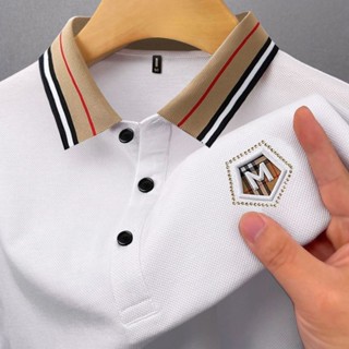 臺灣出貨|商務刺繡polo衫男|大尺碼45-105公斤男裝上衣|夏季高階POLO衫|休閒上衣|韓版薄款上衣|翻領短袖衫男