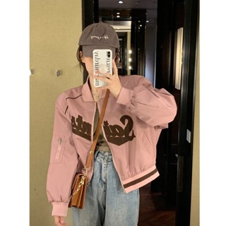 【Sweet Oversize】複古刺繡棒球服女裝上衣秋冬新款寬鬆夾棉加厚設計感夾剋外套ins