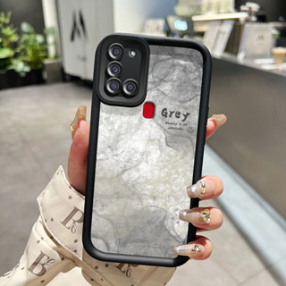 SAMSUNG HP 三星 Galaxy A21S 手機殼 Halo 手機殼最新字母圖案手機殼軟殼矽膠防摔軟殼