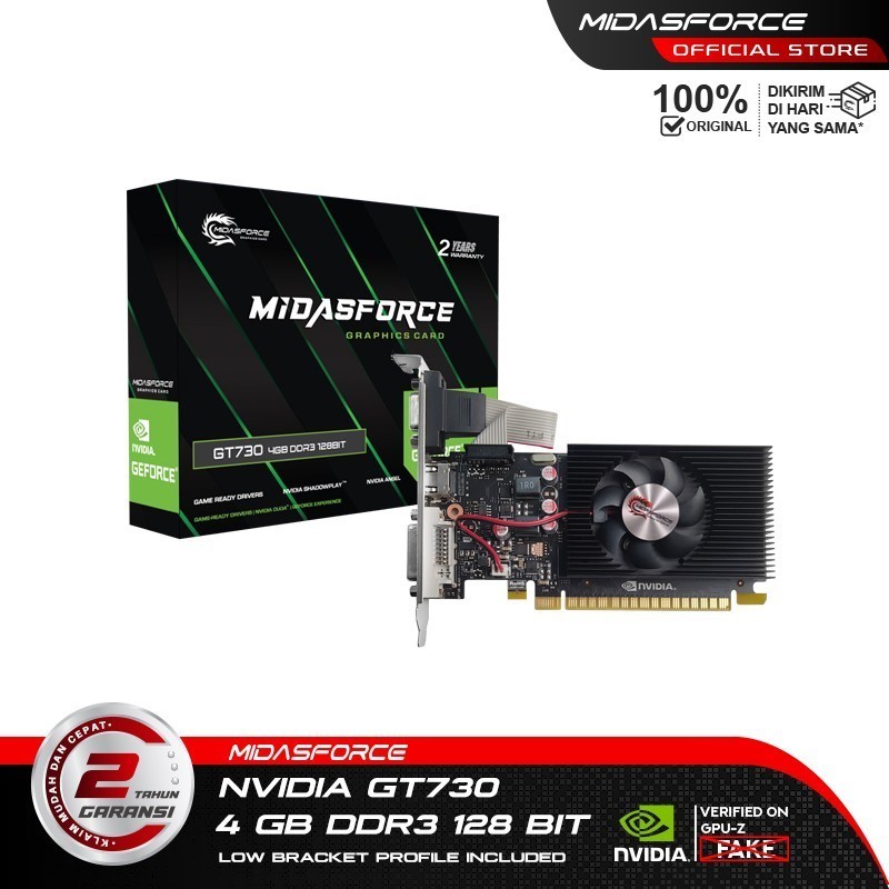 Vga Midasforce GT730 Ddr3 128 位 4gb LP Nvidia Geforce Gt 730