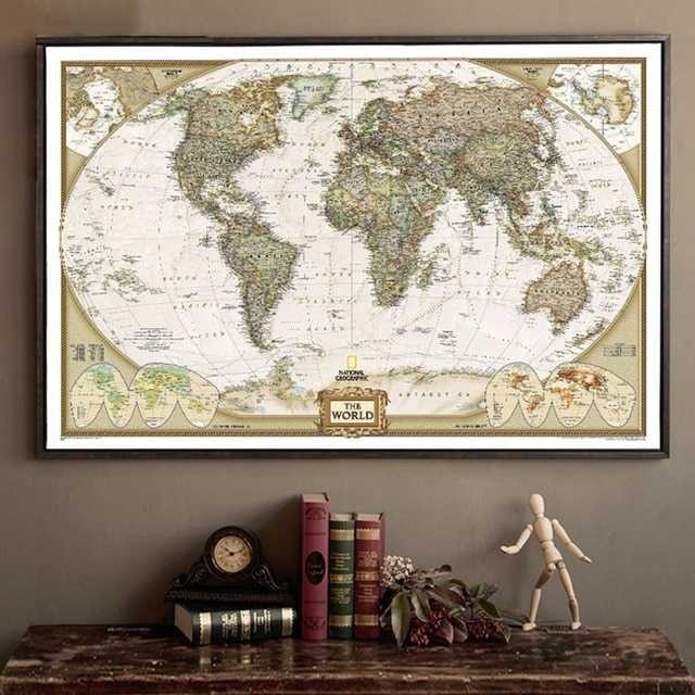 Hiasan DINDING Toby 廉價壁掛裝飾海報世界地圖大復古世界地圖