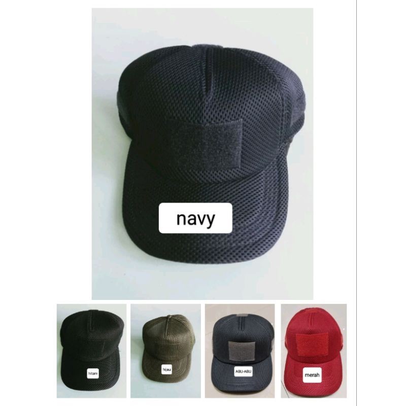 Merah HIJAU HITAM 黑色綠色紅色 NAVY 灰色粘網帽