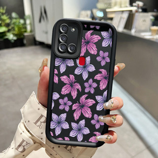 SAMSUNG HP 三星 Galaxy A21S 手機殼極簡手機殼新款花卉圖案手機殼矽膠保護軟殼外殼