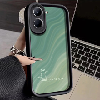 HP HIJAU Realme C33手機殼雙軟手機殼橙綠貓紋軟殼新款矽膠保護殼外殼