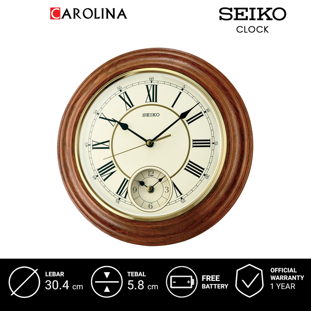 掛鐘 QXA494B SEIKO QXA494B 相當掃墊棕色錶殼金色錶盤 30cm