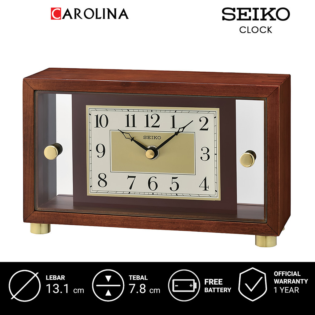 鬧鐘 QXG149B SEIKO QXG149B 指針式棕色木殼白金錶盤週年紀念立式台鐘