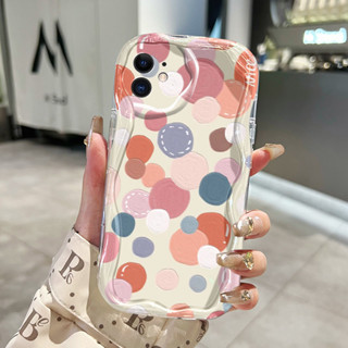 IPhone 11 Pro Max 12 Pro Max 手機殼 HP 保護套彩色圓點圖案手機殼軟矽膠保護軟殼外殼