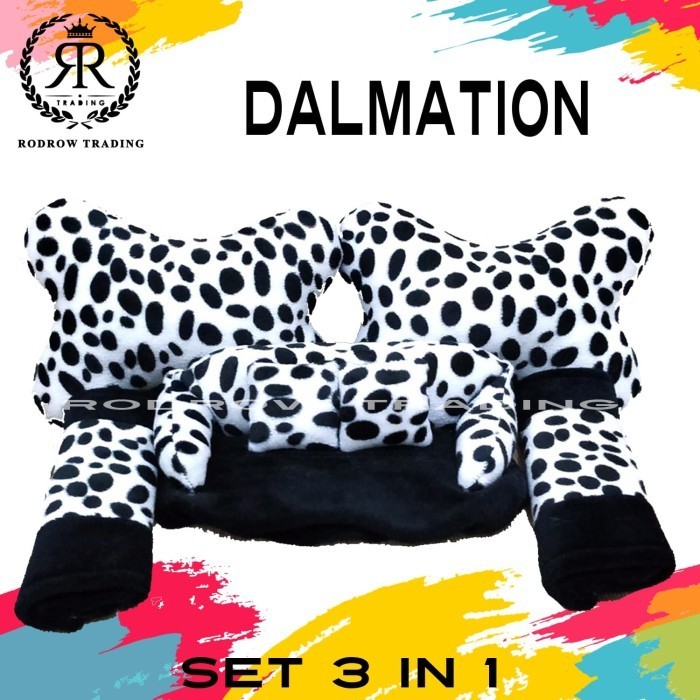 Dalmation Motif 汽車枕頭套裝 3 合 1 圖案汽車座椅枕頭