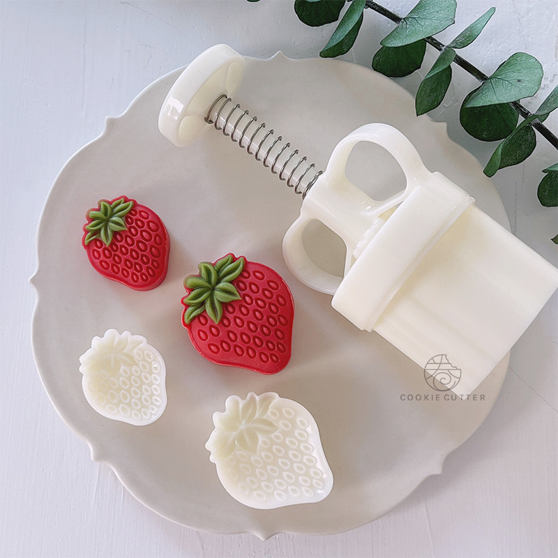 Hijau 25g 50g草莓月餅造型水果模具綠豆蛋糕中秋蛋糕模具ABS塑料廚房配件