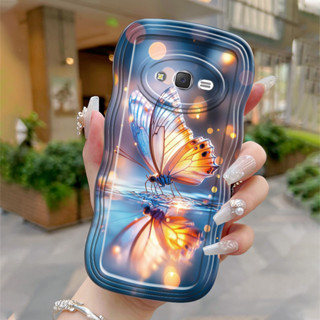 SAMSUNG 外殼 HP 適用於三星 Galaxy J7 2015 J7 NXT J7 核心外殼 HP 外殼金色蝴蝶圖