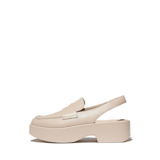 Fitflop F-Luma 皮革半坡跟露跟樂福鞋石米色