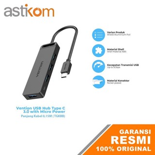 適用於 Android Windows Mac TGK 的帶微型電源的 USB 集線器 C 型通風口