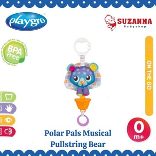 最新 Playgro Polar Pals 音樂拉繩熊懸掛嬰兒車玩具