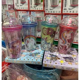 Uj-53 Stv Glitter 獨角獸不倒翁飲料瓶獨特美麗可愛玻璃送禮 Uj-53