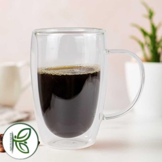 一個兩杯耐熱玻璃咖啡杯雙層杯 410ml