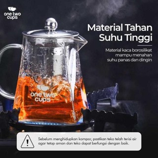 一個兩杯耐熱防火玻璃茶壺玻璃茶壺帶過濾器 Tp-761