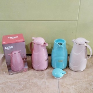TERMOS 1000 ML 熱水壺免費泡泡企鵝茶壺獨特的玻璃彩色保溫瓶耐熱 1L 冷熱水保溫壺
