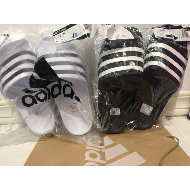 愛迪達 Putih HITAM Adidas Adilette Aqua 涼鞋黑色 F35543 白色 F35539