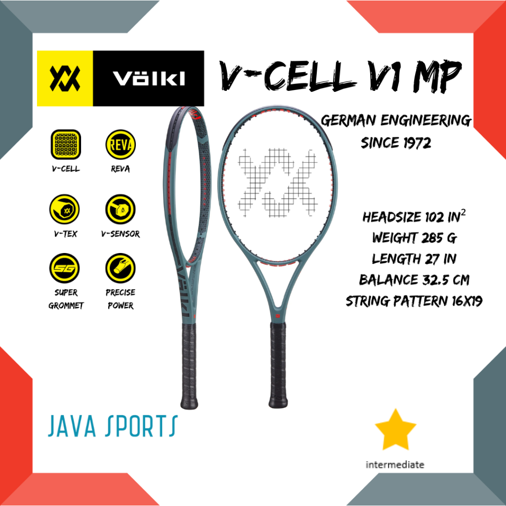 Volkl V-CELL V1 MP 網球拍原裝中號 102 in2 285g