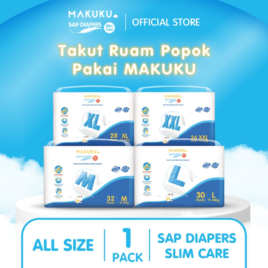 Makuku SAP 紙尿褲修身護理褲 M/L/XL/XXl 嬰兒紙尿褲薄超幹防凝塊鎖定液