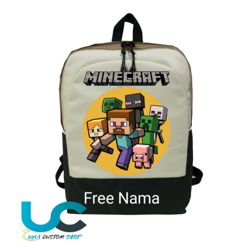 Minecraft 兒童書包定製書包 Minecraft 圖片 Minecraft 兒童背包姓名絲網印刷袋