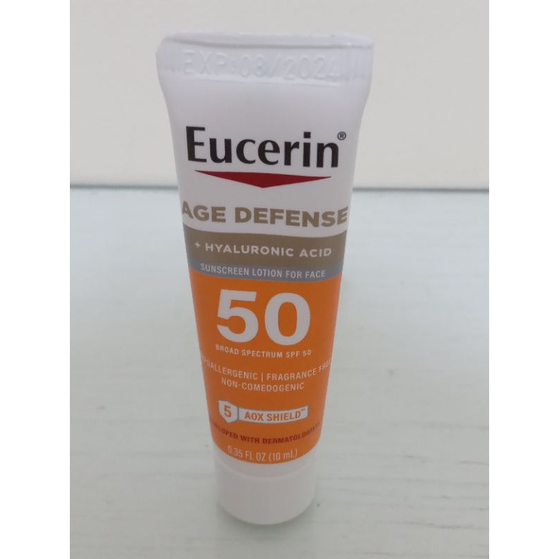 Eucerin Sun Age Defense SPF 50 面部防曬乳液,含透明質酸,尺寸 10 克