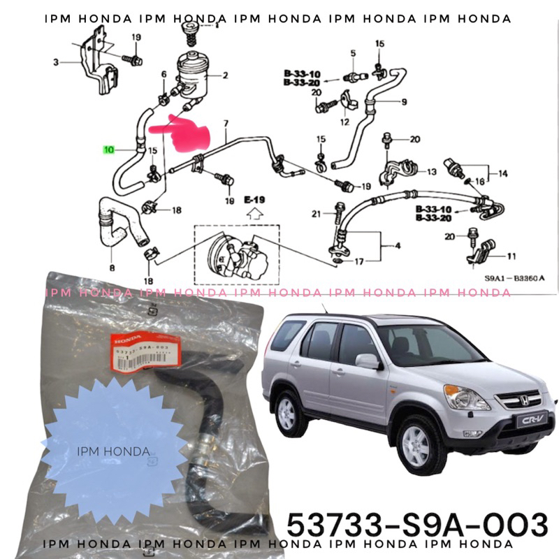 HONDA 53733 S9A軟管軟管動力轉向攪拌本田CRV GEN 2 RD4 RD5 2002 2003 2004