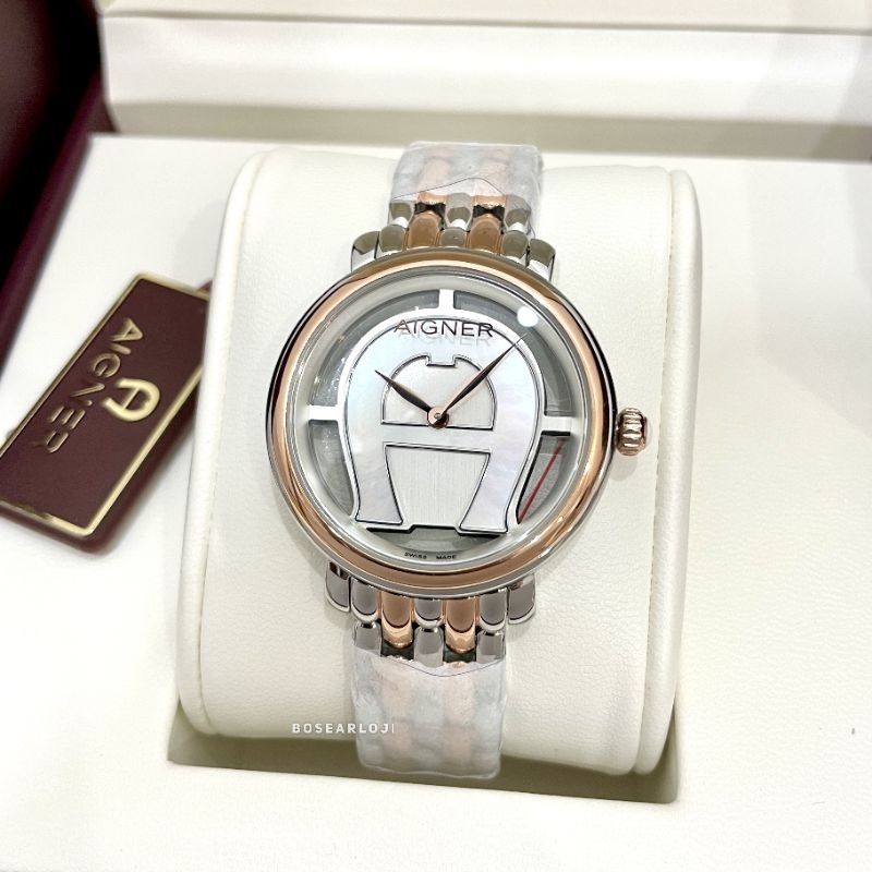 Aigner AGW 女士手錶。234001 原銀玫瑰金