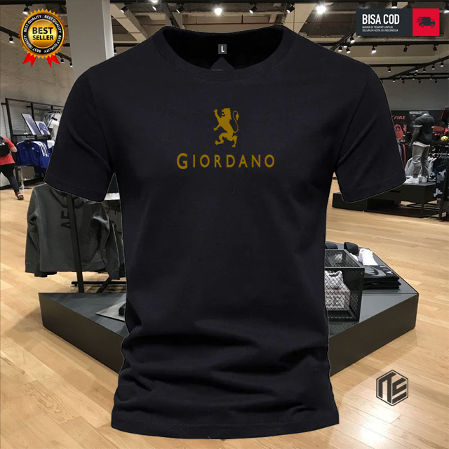 GIORDANO 成人 T 恤最新佐丹奴短袖 Distro T 恤文字金色男士女士精梳優質
