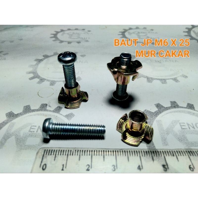 鍍鋅 JP M6 X 25 SPEAKER 螺栓和螺絲刀鎖爪螺母 PLUS 2.5 CM 長