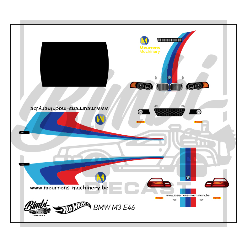 Hotwheels BMW M3 E46 Meurrens 透明貼花