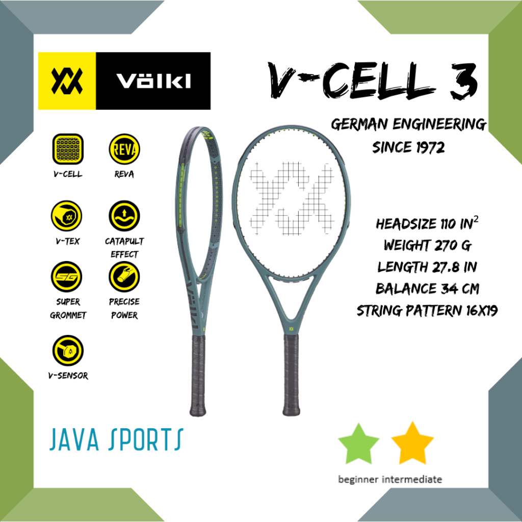 Volkl V-CELL 3 網球拍原裝中號 110 in2 270g