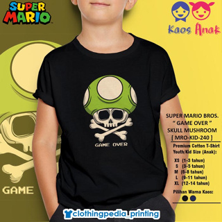 T 恤兒童遊戲骷髏蘑菇超級馬里奧兄弟兒童 T 恤