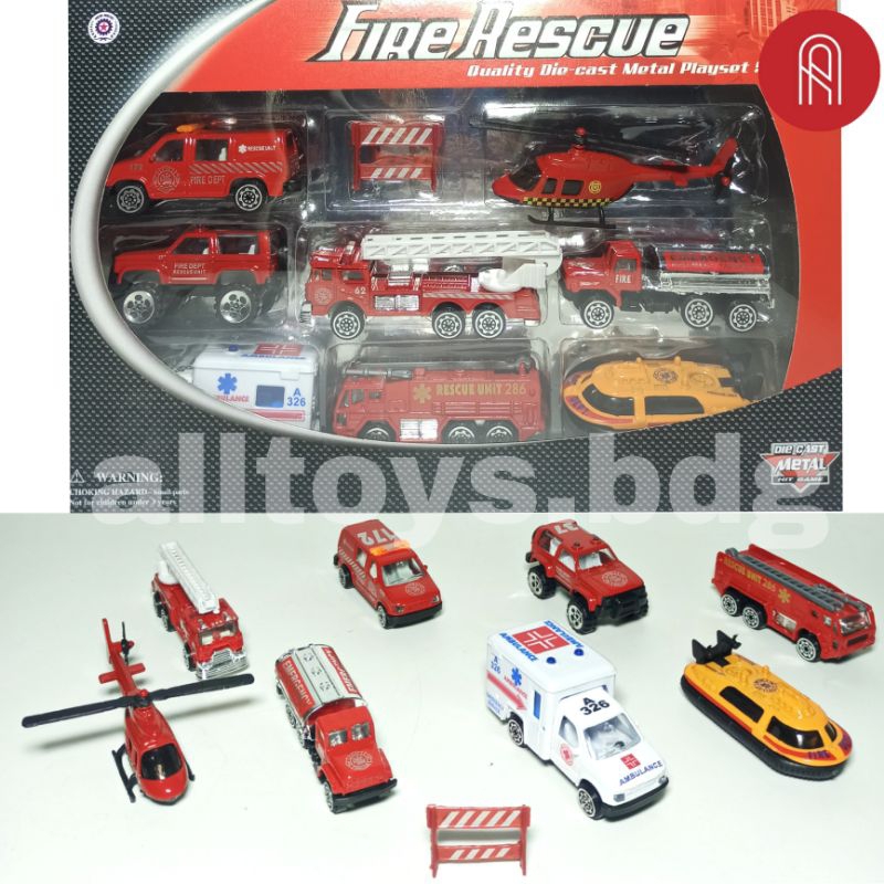 壓鑄消防救援滅火器 8 件 Acc 金屬 1:64 兒童玩具金屬系列