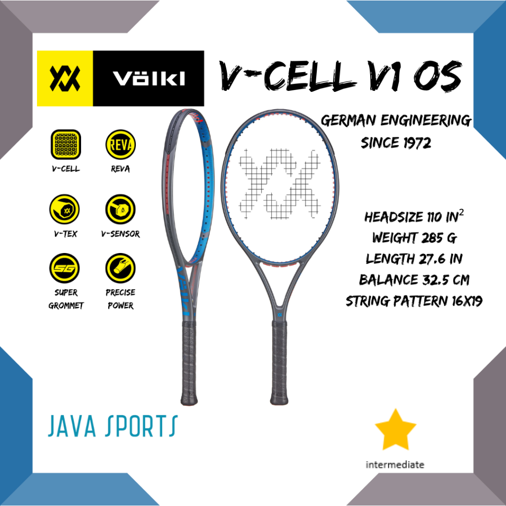 Volkl V-CELL V1 OS 網球拍原裝中號 110 in2 285g
