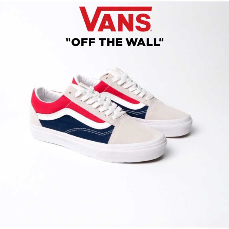 范斯 Vans Old Skool Retro Block 白色紅色海軍藍百事可樂 Original