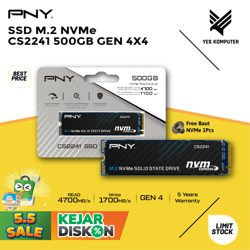 固態硬盤 PNY NVME CS2241 500GB 第 4x4 代|更換 CS2140