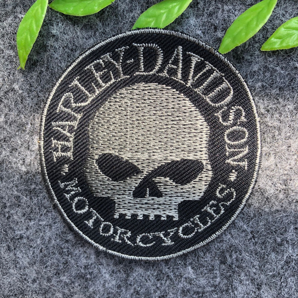 HARLEY DAVIDSON 補丁標誌骷髏銀色哈雷戴維森摩托車 BigBike 高清金色徽章刺繡縫紉酷